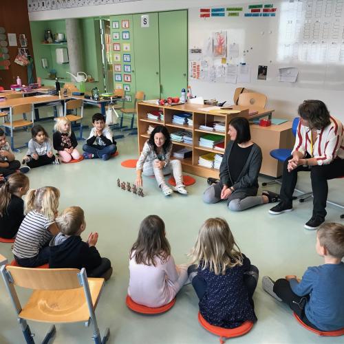 Silbenzuordnung mit Bären im Sitzkreis