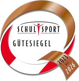 bronenes Siegel mit dem Text Schulsport Gütesiegel und 2023-2026