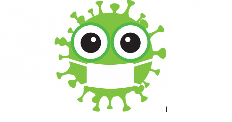 Corona-Virus mit Mundschutz